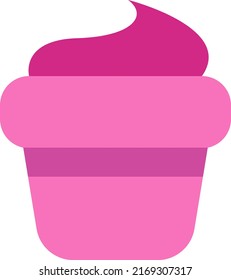 Pink cupcake, illustration, vector on a white background.