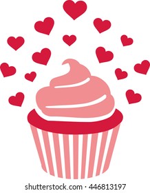 Pink Cupcake with lots of heart
