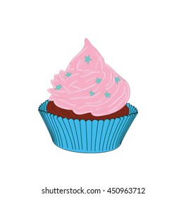 Pink cupcake. vector illustration