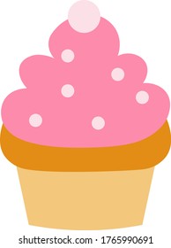 pink cupcake with white balls