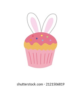 Pink cupcakes with the image of the Easter Bunny