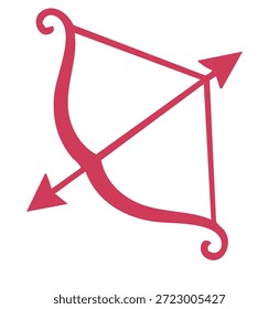 Pink cupid bow with arrow aiming high for romantic love and romance