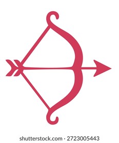 Arco cupido rosa com seta apontando para cima para a celebração romântica do dia dos namorados
