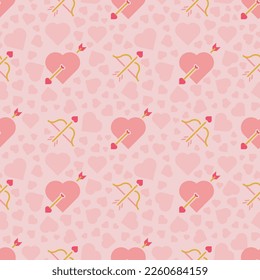 Pink Cupid Heart and Arrow Vector Repeat Pattern Background Design