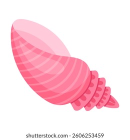 pink curled seashell. Marine life illustration. Perfect for beach, summer, or nautical designs. Vector illustration