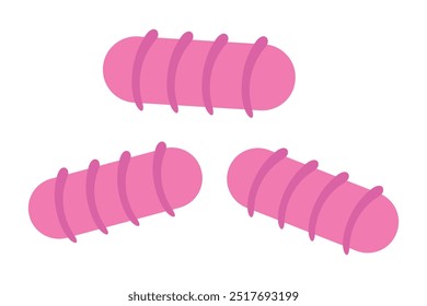 Enroladores cor-de-rosa em estilo doodle desenhado à mão. Ilustração vetorial de itens para criar cachos no cabelo, estilo retro.