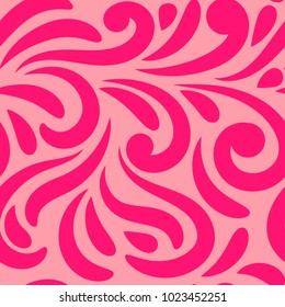 Pink curly seamless pattern with swirls. Vector illustration.