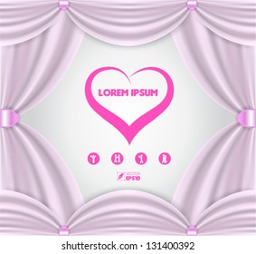 Pink Curtain Frame Vector