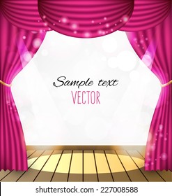 Pink Curtains Vector Background