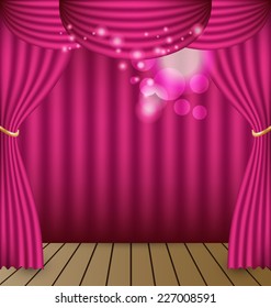 Pink Curtains Vector Background