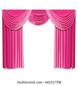 Pink Curtains.Vector Illustration