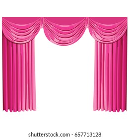 Pink Curtains.Vector Illustration