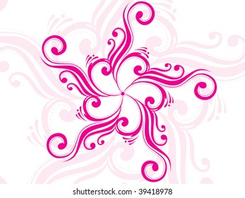 pink curve flower pattern tattoo