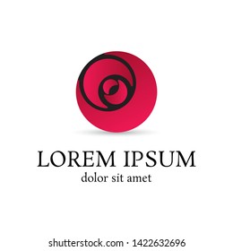 pink curve rose vector logo design template, beauty icon, floral abstract sign, vector illustration