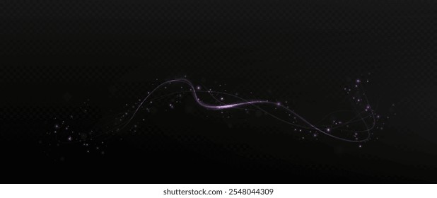 Pink curved light line, rope, tape. Smooth festive pink line png with light effects. Light red Twirl png. Curve light effect of  line.	