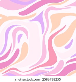 Pink curves seamless pattern, retro waves pattern. Vector illustration 