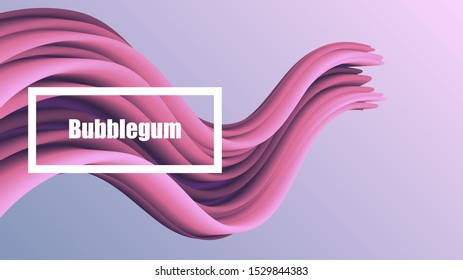 Pink curvy abstract element, rubber, chewing gum, futuristic modern background