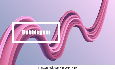 Pink curvy abstract element, rubber, chewing gum, futuristic modern background