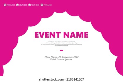 Pink Curvy Arc Vector Background With Text Placeholder And Logo Space. Suitable For Event, Meeting, Conference, Concert, Talk Show, Webinar, And Backdrop. 