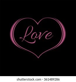 Pink Cut Paper Heart on Black Background for a Valentine Day. Can be used for Love Valentine Letter, Card, Valentines day Celebration, design, etc.