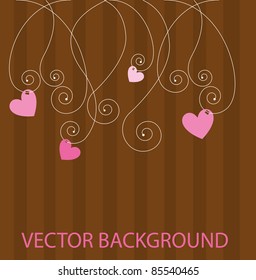 pink cute abstract background with hearts. vector