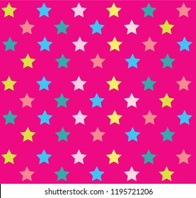 Pink Cute Background Colorfull Stars Pattern Stock Vector (Royalty Free ...