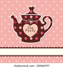 Pink cute background with teapot