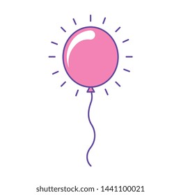 pink cute balloon isolated over white background vector illustration