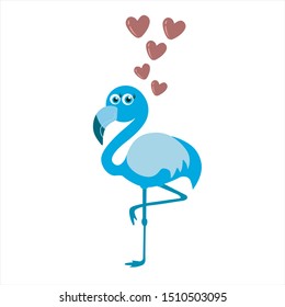Pink cute, blue, flamingo, vector illustration