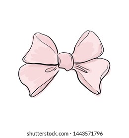 Pink Cute Bow Vintage Hand Drawn Stock Vector (Royalty Free) 1443571796 ...