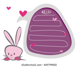 A pink cute bunny and a bubble talk egg