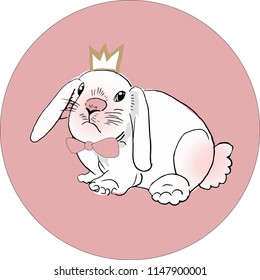 Pink cute bunny character vector