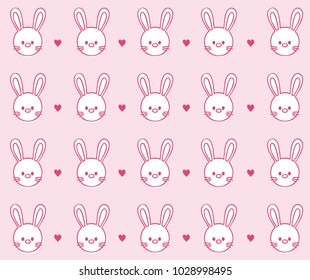 Pink Cute Bunny Pattern Vector