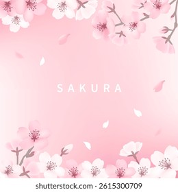 Pink cute cherry blossom banner background