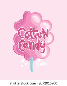 Pink cute cotton candy design for kids graphics, pajamas, fashion prints, t shirts etc