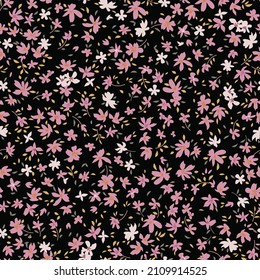 PINK CUTE DITSY FLORAL SEAMLESS PATTERN IN EDITABLE VECTOR FILE