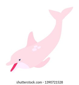 Pink cute dolphin on white background vector illustration hand draw desing