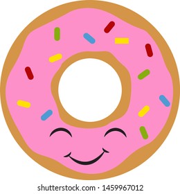 rosafarbene süße Donut, Illustration, Vektorgrafik auf weißem Hintergrund.