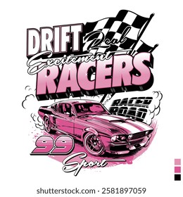 Pink cute drift racing car design