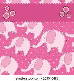 pink cute elephant card with space for copy. vector illustration