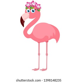 Pink cute pink flamingo vector illustration