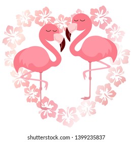 Pink cute pink flamingo vector illustration