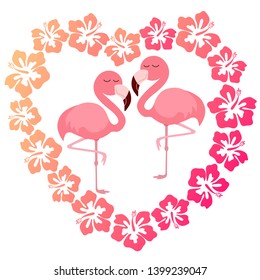 Pink cute pink flamingo vector illustration