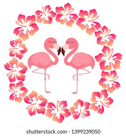 Pink cute pink flamingo vector illustration