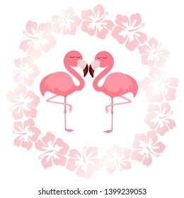 Pink cute pink flamingo vector illustration
