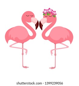 Pink cute pink flamingo vector illustration