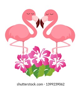 Pink cute pink flamingo vector illustration