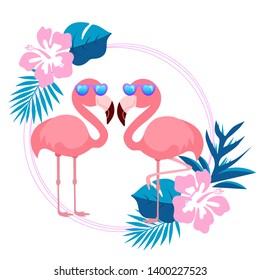 Pink cute pink flamingo vector illustration