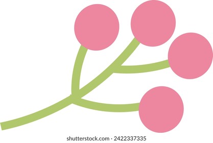 pink cute flowers flat icon