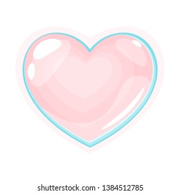 Pink cute heart. Vector illustration isolated on white background.